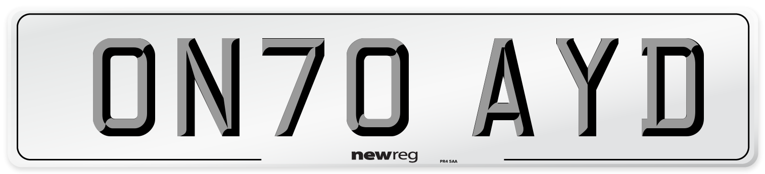 ON70 AYD Number Plate from New Reg